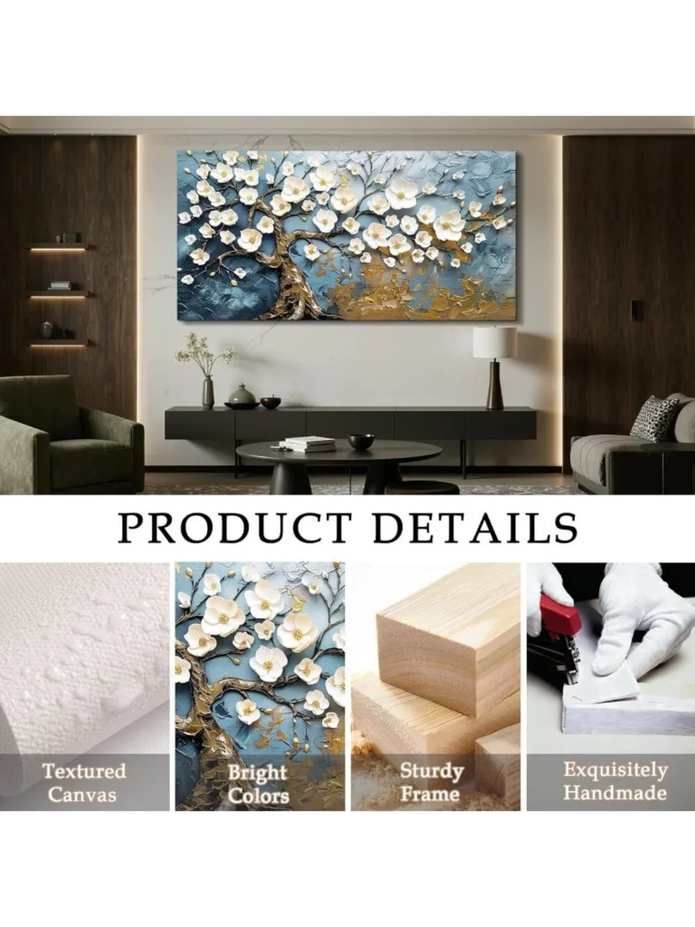 Large Tree of Life Wall Art - Modern Abstract Canvas Print, Floral Decor 20